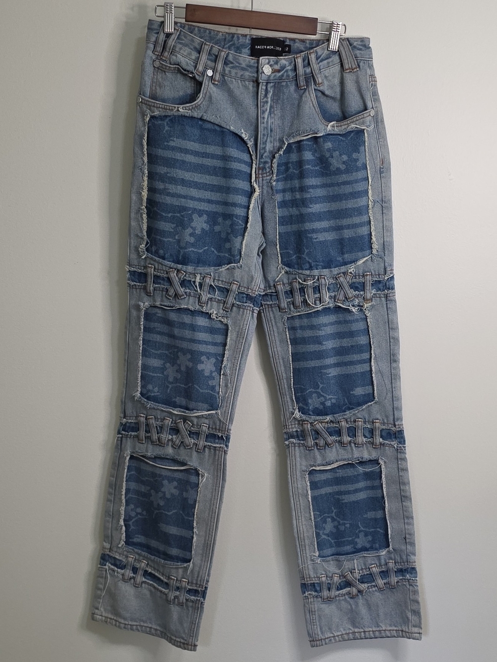 Racer Worldwide Light Wash Blue Denim Straight Leg Regular Fit 5 Pocket Jeans